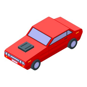 Old red sport car icon. Isometric of old red sport car vector icon for web design isolated on white background