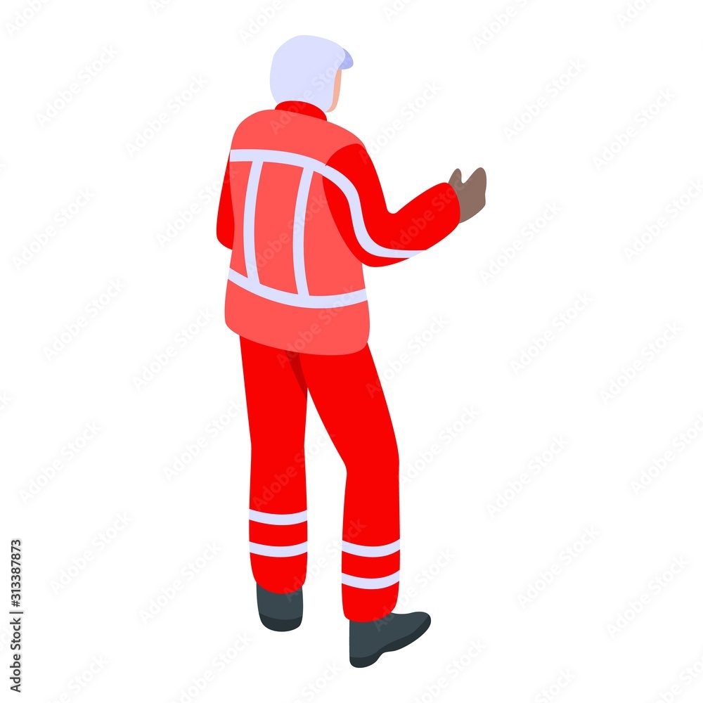 Poster firefighter icon. isometric of firefighter vector icon for web design isolated on white background