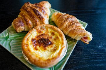 croissant on a wooden table