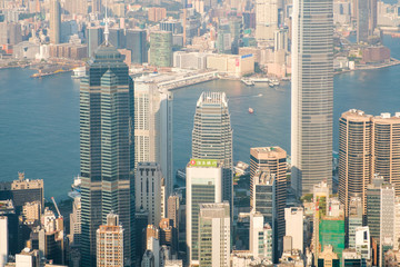 Fototapeta na wymiar Skyline of Hong Kong, city aerial view from Victoria Peak
