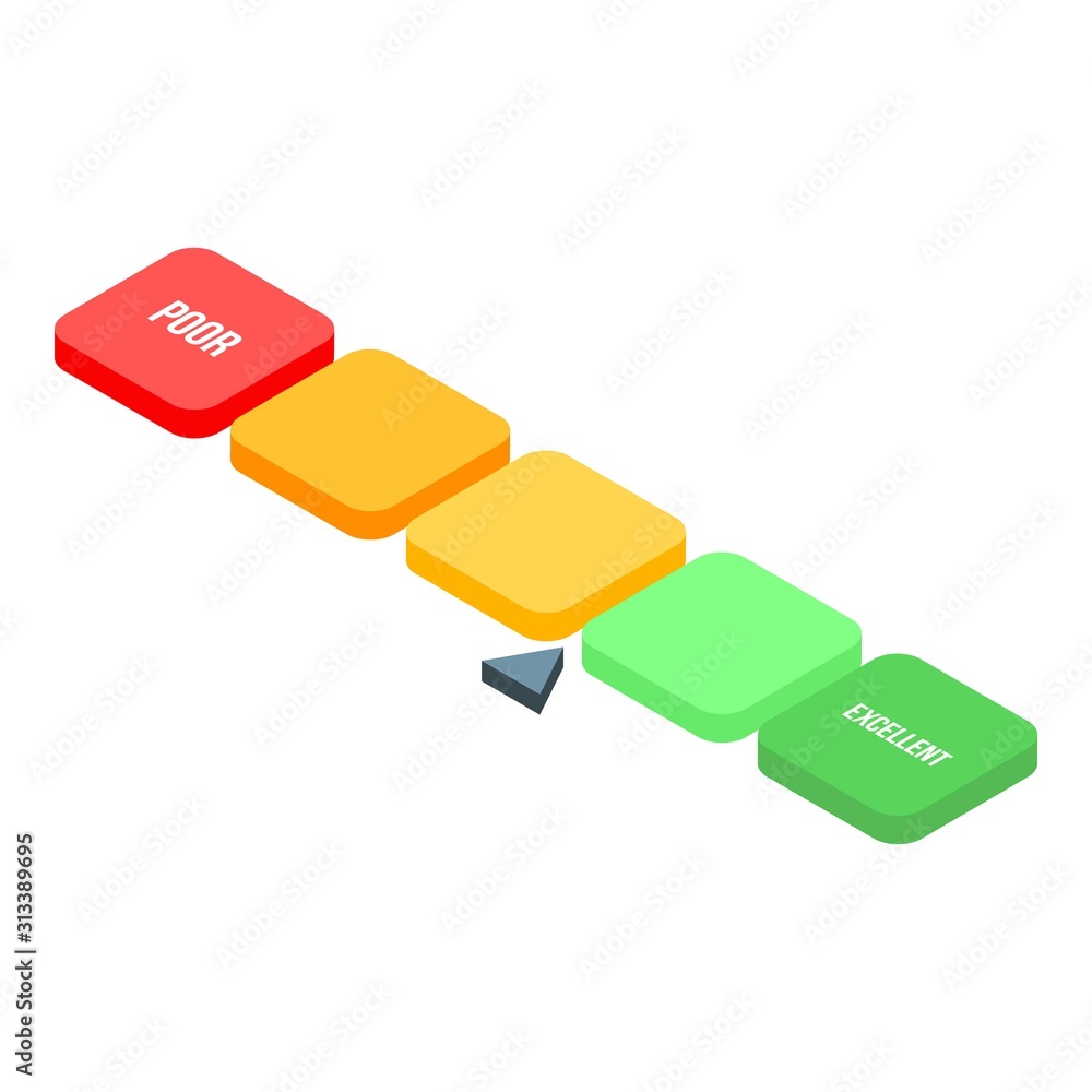 Aufkleber button credit score icon. isometric of button credit score vector icon for web design isolated on wh