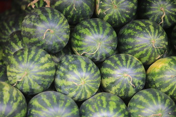 green watermelon in Muang Mai Market, fresh fruit market 