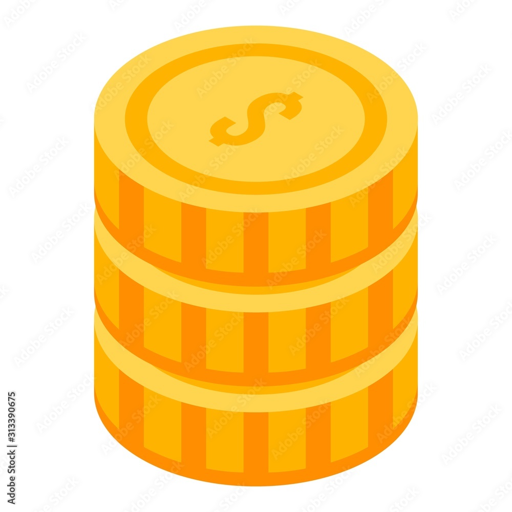 Poster coins stack icon. isometric of coins stack vector icon for web design isolated on white background