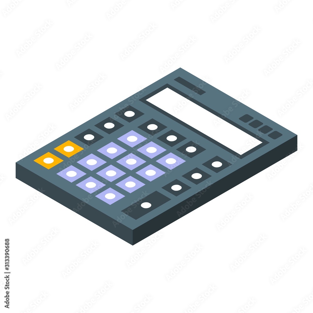 Poster calculator icon. isometric of calculator vector icon for web design isolated on white background