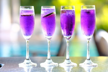 Glass of cocktails on the table background 