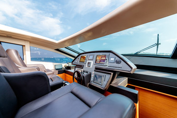 Interior shot of the bridge of the yacht
