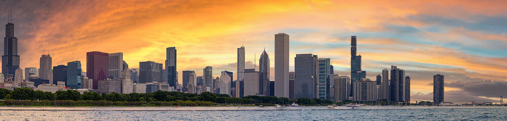 Chicago Skyline Sundown