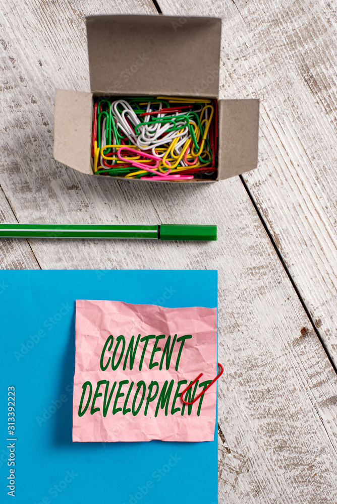 Poster conceptual hand writing showing content development. concept meaning authoring and originating conte