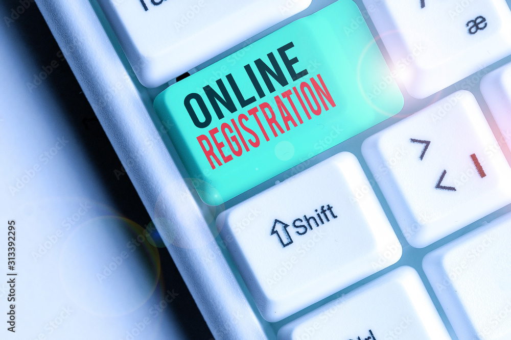 Aufkleber conceptual hand writing showing online registration. concept meaning registering via the internet as