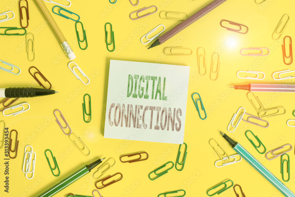 Poster handwriting text writing digital connections. conceptual photo the online way to explore and build r