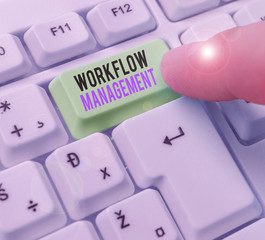 Conceptual hand writing showing Workflow Management. Concept meaning the execution and automation...