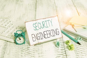 Word writing text Security Engineering. Business photo showcasing focus on the security aspects in...