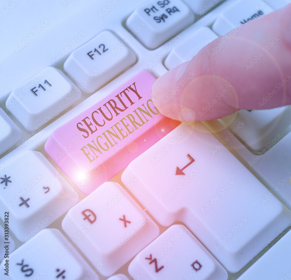 Poster text sign showing security engineering. business photo text focus on the security aspects in the des