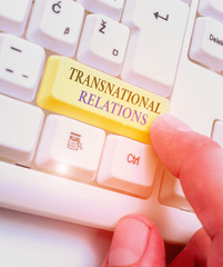 Text sign showing Transnational Relations. Business photo text International Global Politics...