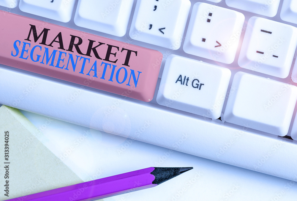 Poster conceptual hand writing showing market segmentation. concept meaning dividing a market of potential 