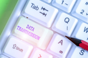 Text sign showing Data Transmission. Business photo showcasing sending data electronically over a communications network