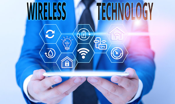 Word writing text Wireless Technology. Business photo showcasing a technology that allows wireless communication