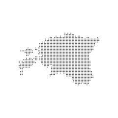 Fototapeta na wymiar Vector dotted polka dot pixel particle map of Estonia