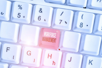 Handwriting text Workforce Management. Conceptual photo use to optimize the productivity of its employees