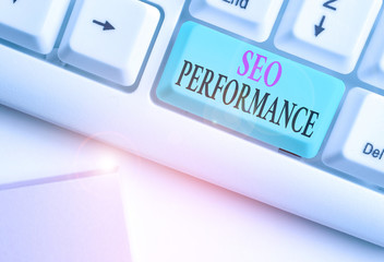 Conceptual hand writing showing Seo Perforanalysisce. Concept meaning increase the quantity and quality of traffic to website
