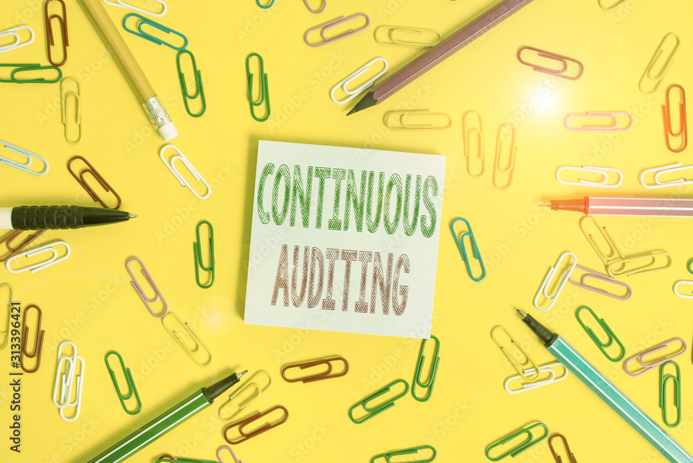 Poster handwriting text writing continuous auditing. conceptual photo internal process that examines accoun