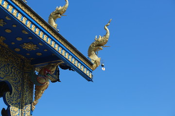 Fototapeta na wymiar Thailand temple decoration of Thai style dragon so call Naga or Nagi