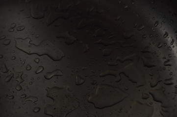 Water Droplets on Dark Surface Closeup