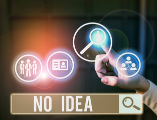 Word writing text No Idea. Business photo showcasing Indicates that the speaker is completely ambivalent about something