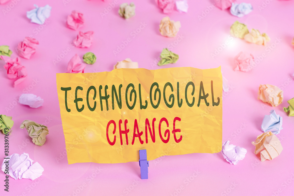 Poster handwriting text writing technological change. conceptual photo increase in the efficiency of a prod