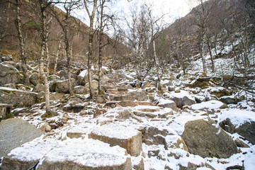 winter snowy road up to the preiklestolen