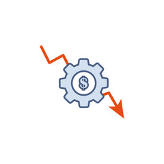 Cost reduction vector  icon on white isolated background.