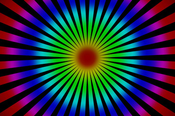 Fondo en agujero con franjas multicolor y negras.