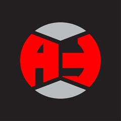 AT Logo monogram with piece circle ribbon style on red colors and black background