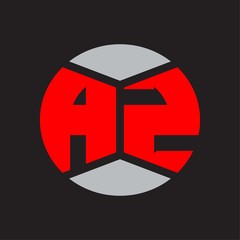 AZ Logo monogram with piece circle ribbon style on red colors and black background