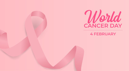 February 4, World Cancer Day with Pink Ribbon