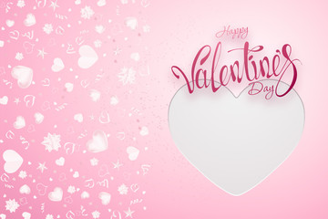 Fototapeta na wymiar Valentine's day design, pink background. Sale poster blank love sale flyer.