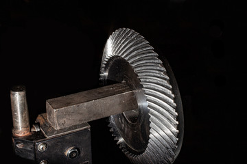 Bevel gear of special gearbox for conveyor belt.