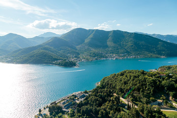 Fototapeta na wymiar Experience the Stunning Beauty of Bay of Kotor from Above with Awe-Inspiring Helicopter Views