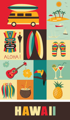 Hawaii Symbols and Icons. Vector