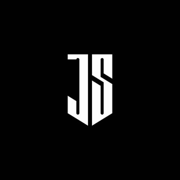 JS logo monogram with emblem style isolated on black background