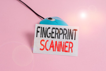 Writing note showing Fingerprint Scanner. Business concept for Use fingerprint for biometric...