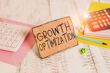 Text sign showing Growth Optimization. Business photo showcasing Finding an alternative with the...