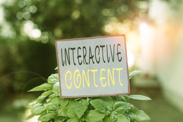Conceptual hand writing showing Interactive Content. Concept meaning It requires the participants...