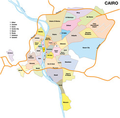 administrative and political map of the egyptian capital cairo