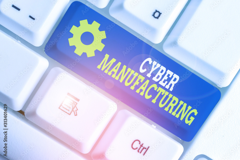 Poster writing note showing cyber manufacturing. business concept for transformative concept that aims the 