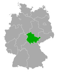 Karte von Thüringen in Deutschland