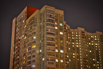 Multi-storey residential building at night
