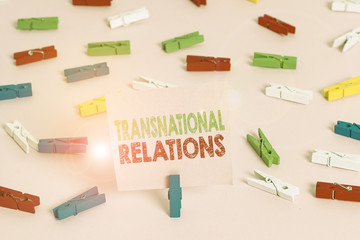 Text sign showing Transnational Relations. Business photo showcasing International Global Politics...