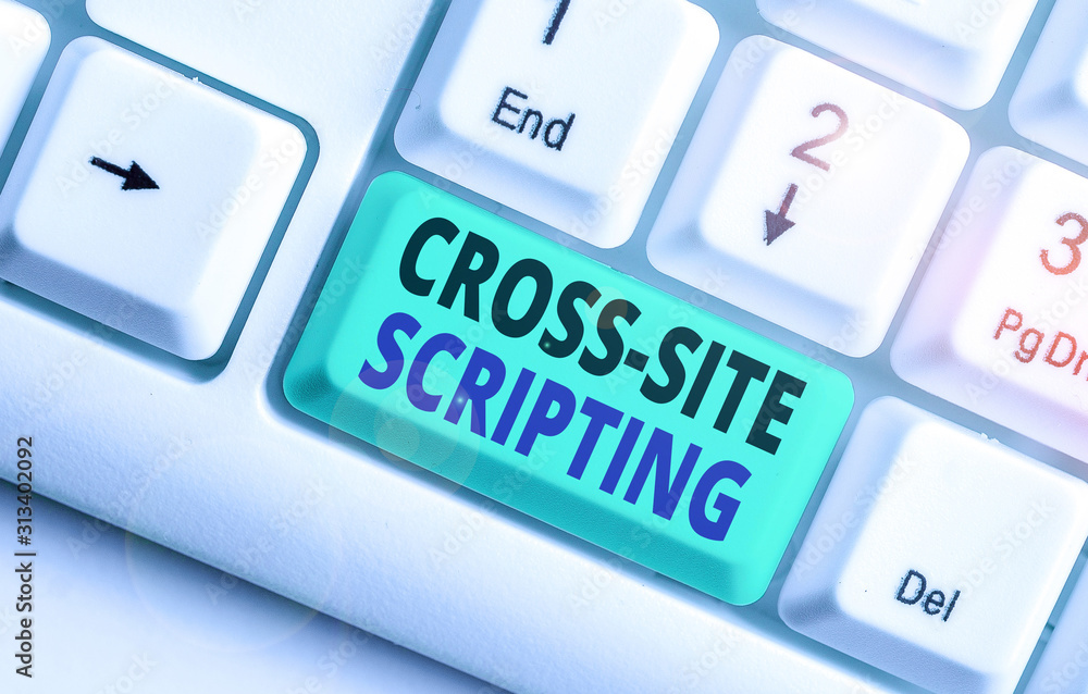 Poster word writing text cross site scripting. business photo showcasing security vulnerability mainly foun