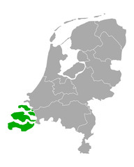 Karte von Zeeland in Niederlande